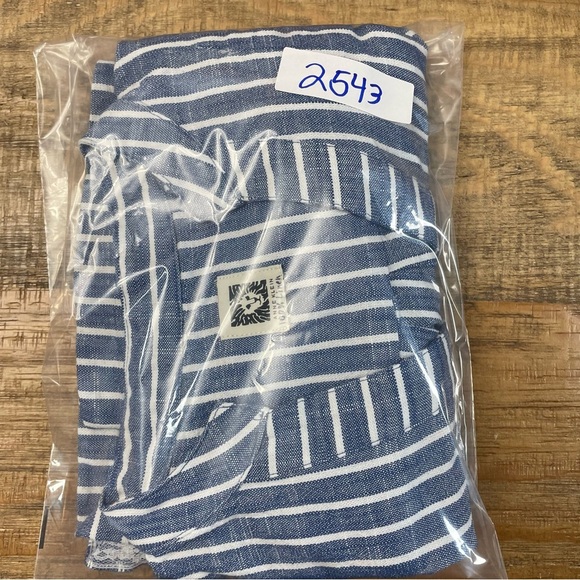 Anne Klein Shirt Dress Blue and White Stripes Cotten Blend Linen Feel - Picture 11 of 12